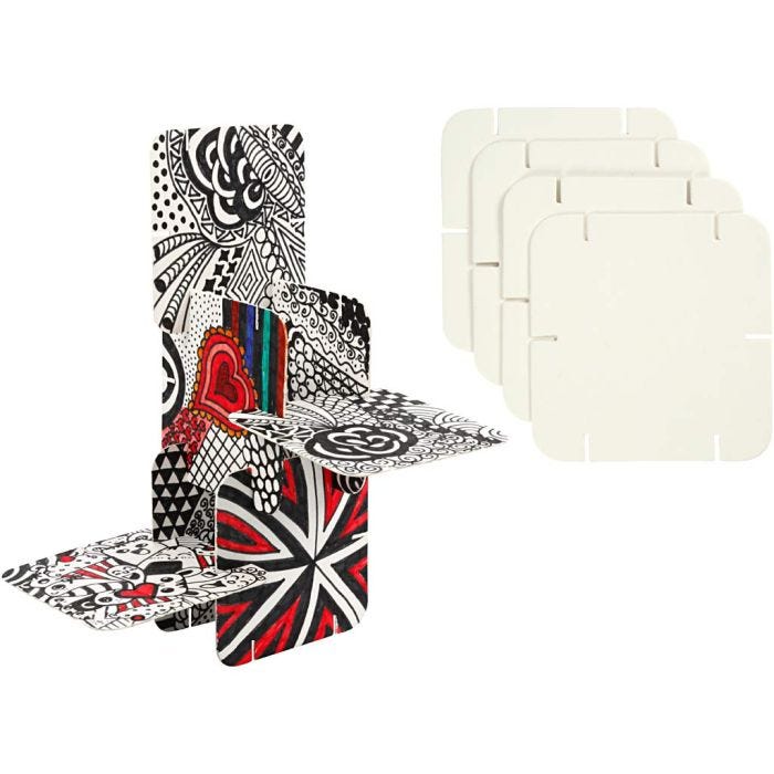 Construction Pieces, size 9,3x9,3 cm, thickness 1,2 mm, white, 200 pc/ 1 pack