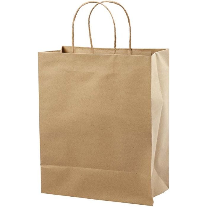 Paper Bag, H: 33 cm, W: 26x13 cm, 125 g, brown, 10 pc/ 1 pack