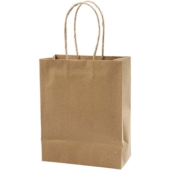 Paper Bag, H: 23 cm, W: 18x9 cm, 125 g, brown, 10pc/ 1 pack
