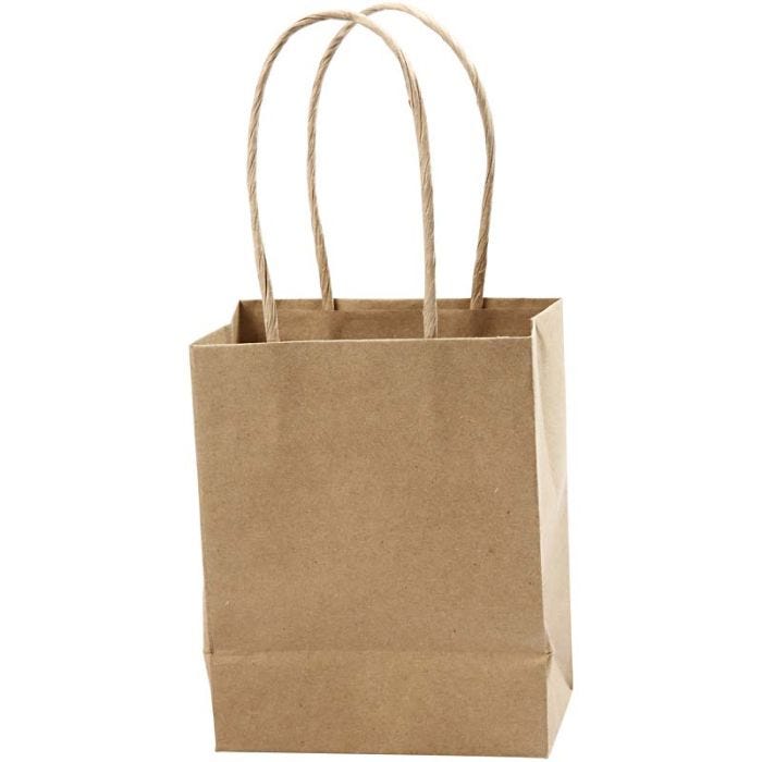 Paper Bag, H: 17 cm, W: 12x7 cm, 125 g, brown, 10pc/ 1 pack