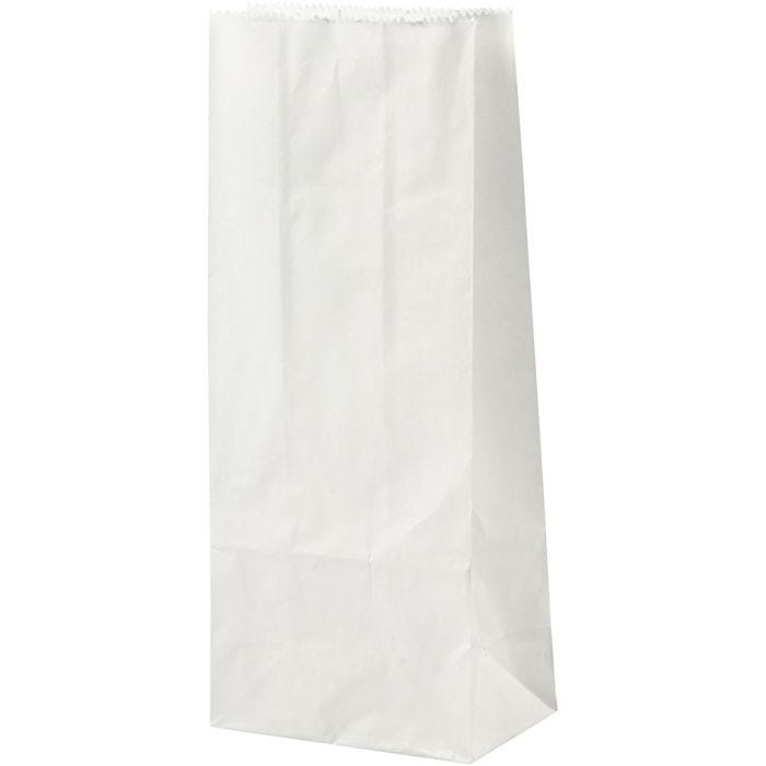 Paper Bag, H: 22 cm, size 6,5x9 cm, 46 g, white, 100pc/ 1 pack