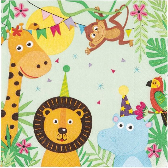 Table Napkins, Party animals, size 33x33 cm, 20 pc/ 1 pack