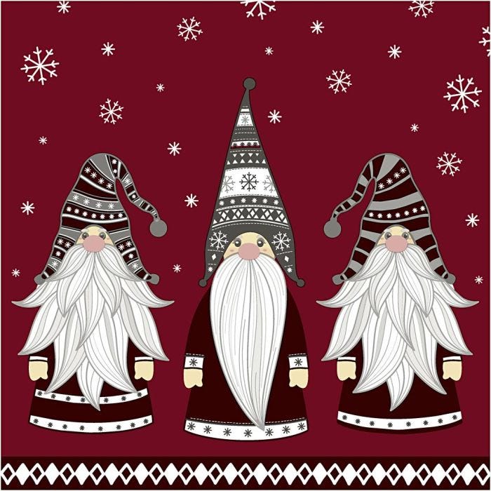 Table Napkins, Gnomes, size 33x33 cm, 20 pc/ 1 pack