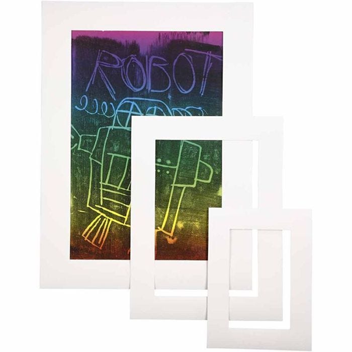 Picture Mount, A3,A4,A5, size 17x23 + 25x34 + 35+48 cm, thickness 0,4 mm, 270 g, white, 75 pc/ 1 pack