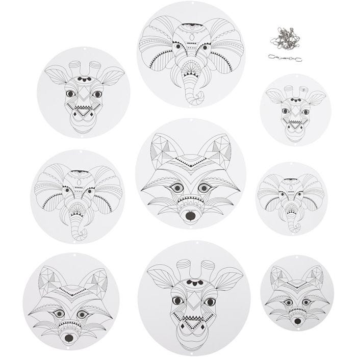 Mobile Ornaments with Motifs, Dia. 12+15+18 cm, 300 g, white, 3 set/ 1 pack