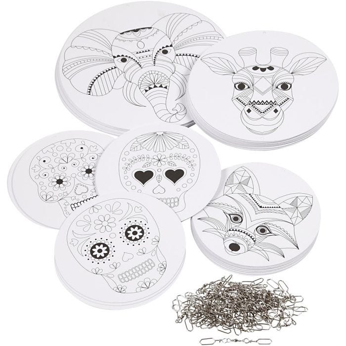 Mobile Ornaments with Motifs, dia. 12+15+18 cm, 300 g, white, 20set/ 1 pack