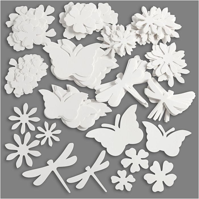 Summer Die Cut, size 4,5-12 cm, 240 g, white, 362 pc/ 1 pack