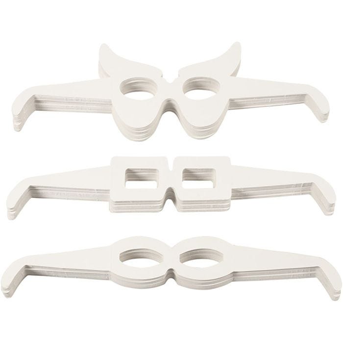 Novelty Glasses, H: 4,5-10 cm, L: 32 cm, white, 160pc/ 1 pack