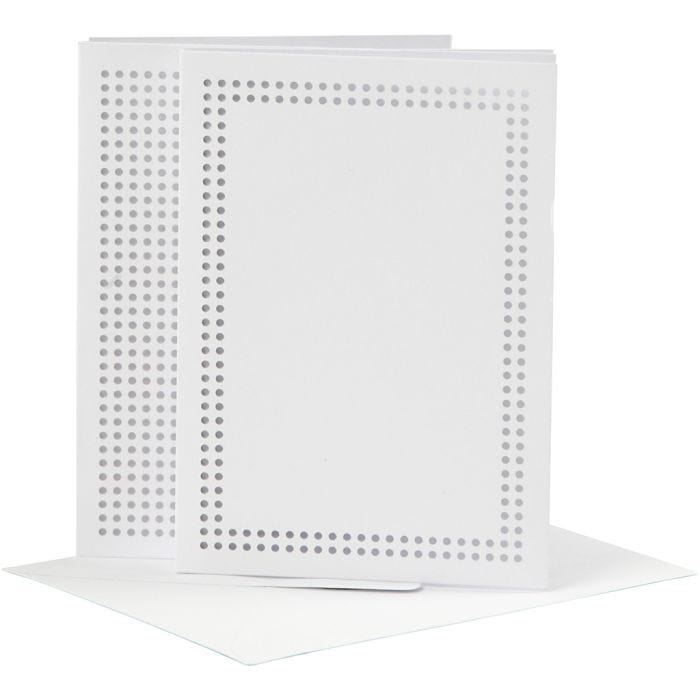 Card for embroidery, card size 10,5x15 cm, envelope size 11,5x16,5 cm, white, 6 set/ 1 pack
