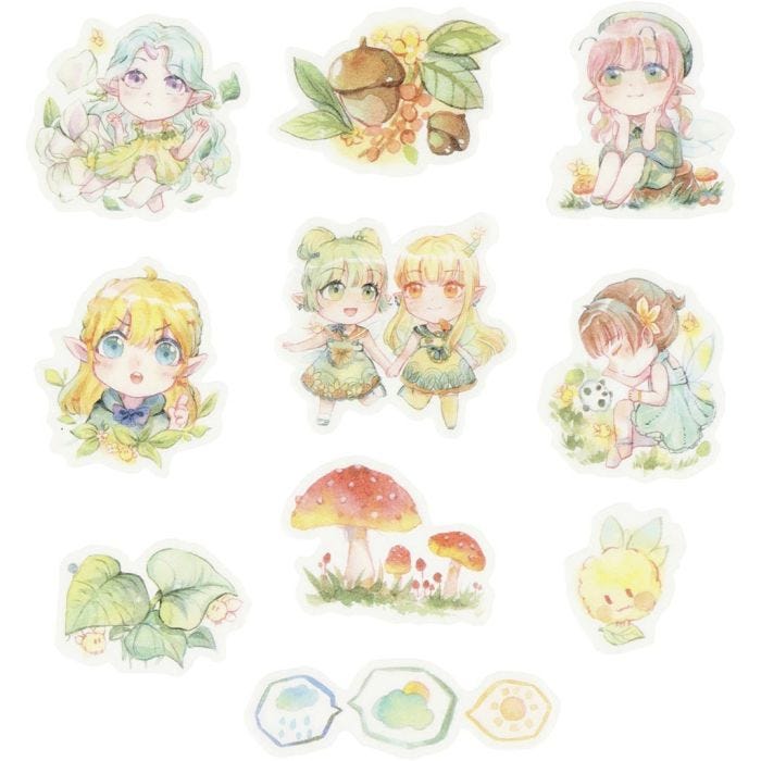 Masking tape stickers, small girls, size 20-50 mm, 30 pc/ 1 pack