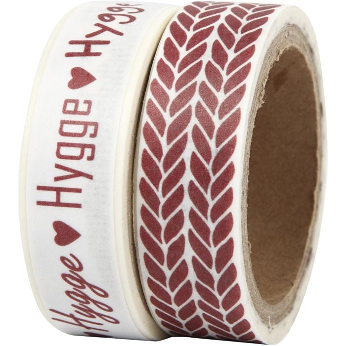 Washi Tape, hygge and knitting, W: 15 mm, 2x5 m/ 1 pack