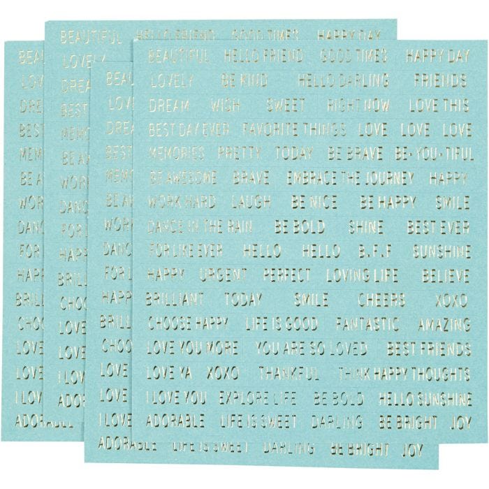 Stickers, sheet 10x11,5 cm, turquoise, 4 pc/ 1 pack