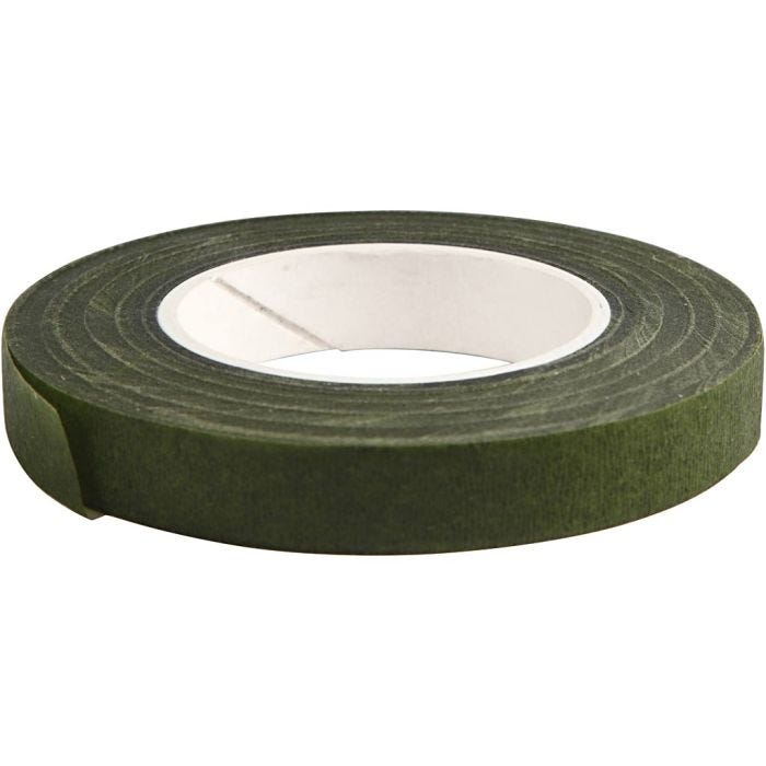 Floral Tape, W: 12 mm, dark green, 27m/ 1 roll