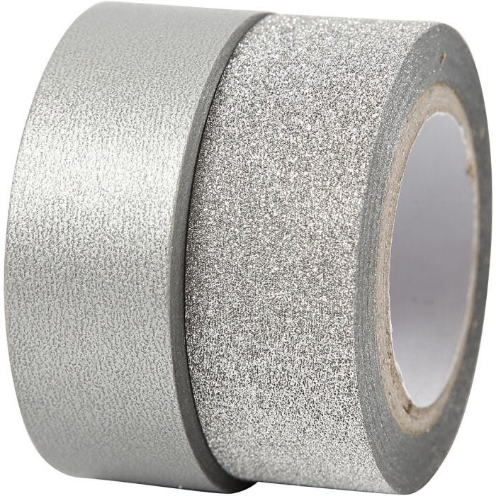 Design Tape, W: 15 mm, silver, 2roll/ 1 pack