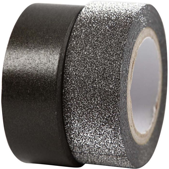 Design Tape, W: 15 mm, black, 2roll/ 1 pack