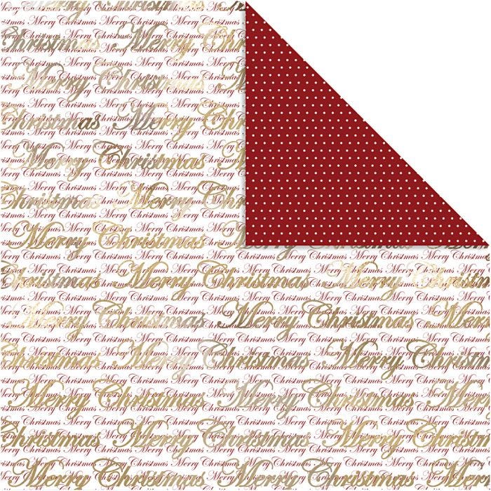 Design Paper, Merry Christmas and dots, sheet 30,5x30,5 cm, 180 g, gold, 3sheet/ 1 pack