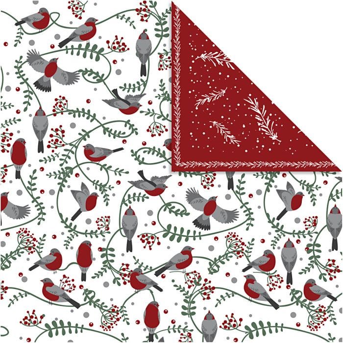 Design Paper, birds and branches, sheet 30,5x30,5 cm, 180 g, 5 sheet/ 1 pack