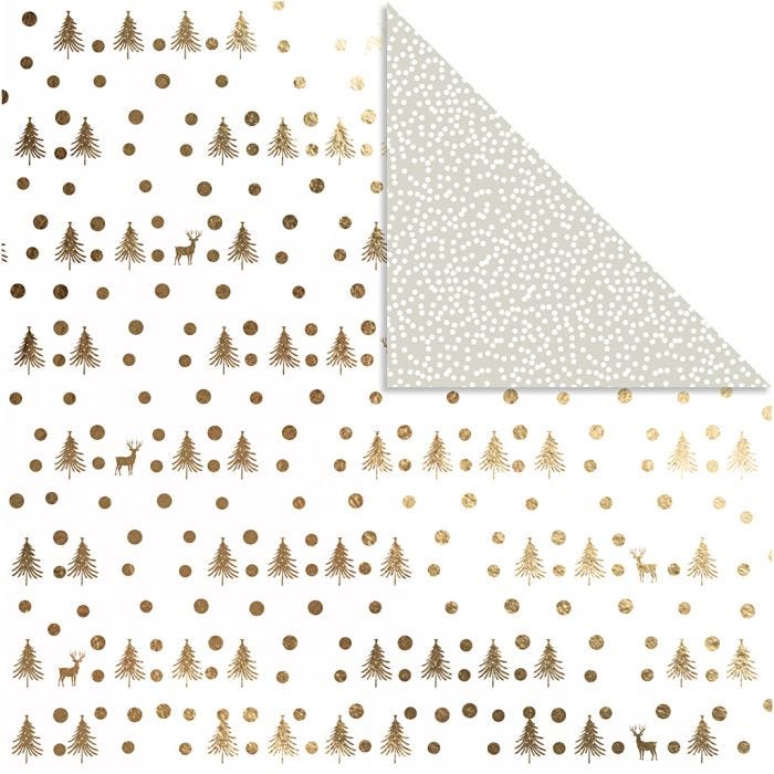 Design Paper, deers and dots, sheet 30,5x30,5 cm, 180 g, gold, 3 sheet/ 1 pack