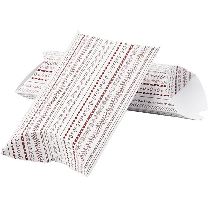 Pillow box, doodles, size 18x15x6 cm, 300 g, red, 3pc/ 1 pack