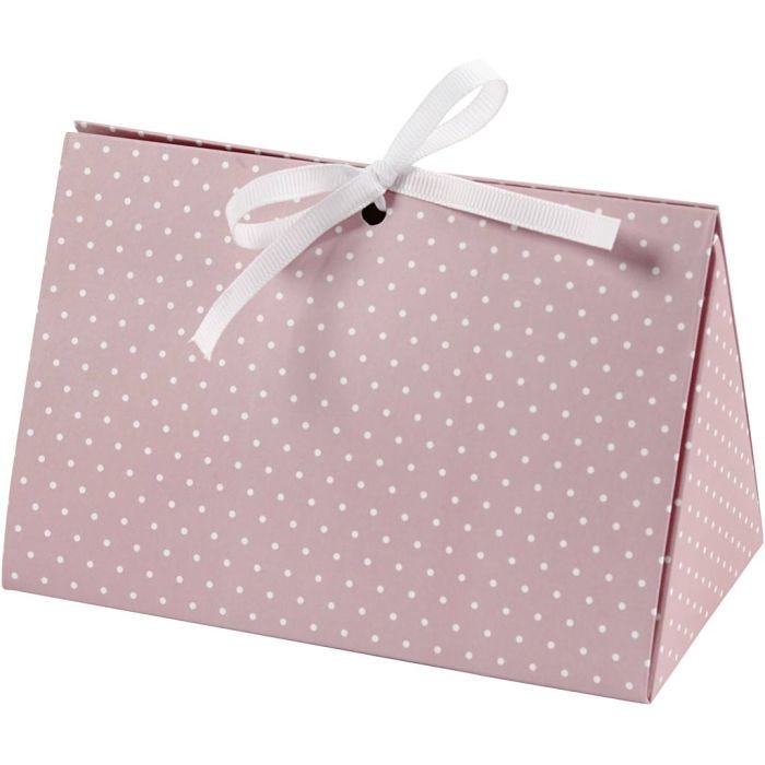 Folding gift box, dots, size 15x7x8 cm, 250 g, rose, white, 3pc/ 1 pack