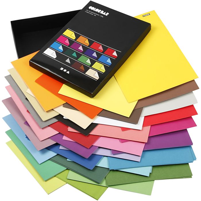 Color Bar Card, A4, sheet 210x297 mm, 250 g, assorted colours, 16x10 sheet/ 1 pack