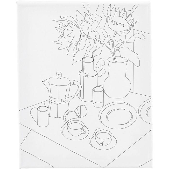 Colour-in Canvas, Breakfast table, D. 1,6 cm, size 24x30 cm, 360 g, 1 pc
