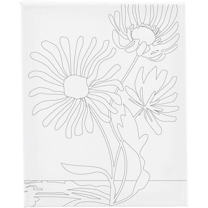 Colour-in Canvas, Large flowers, D. 1,6 cm, size 24x30 cm, 360 g, 1 pc