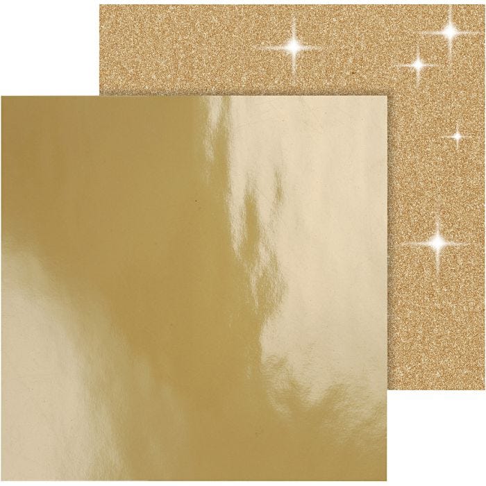 Design Paper, sheet 30,5x30,5 cm, 120+128 g, gold, 2 sheet/ 1 pack