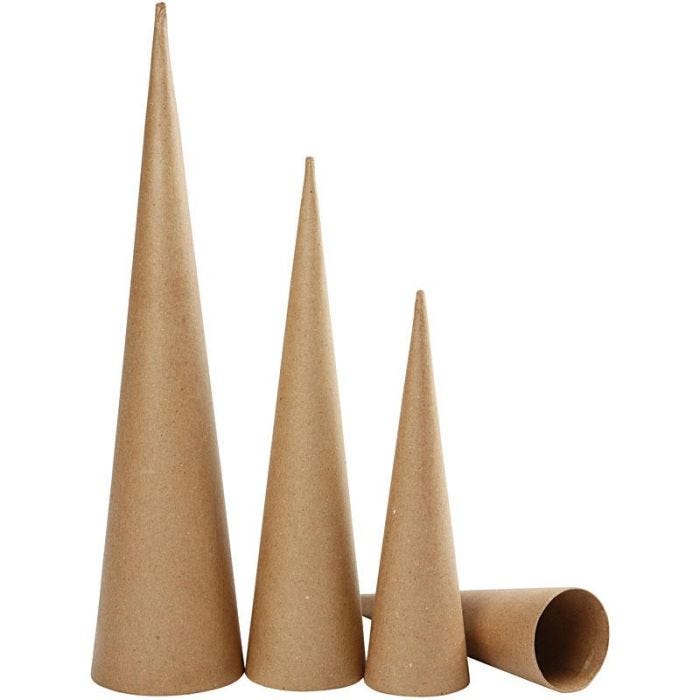 Tall Cones, H: 30-40-50 cm, dia. 8-9-11,5 cm, 3 pc/ 1 pack