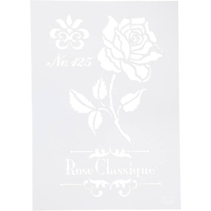Stencil , rose, A4, sheet 210x297 mm, 1 pc