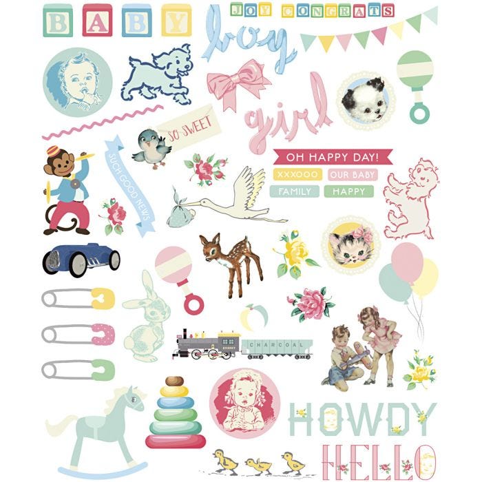 Gift Tags, baby, size 15-125 mm, 120 g, 48x2pc/ 1 pack