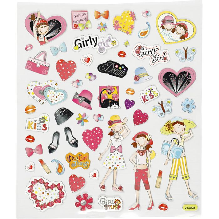 Stickers, girl time, sheet 15x16,5 cm, 1 sheet