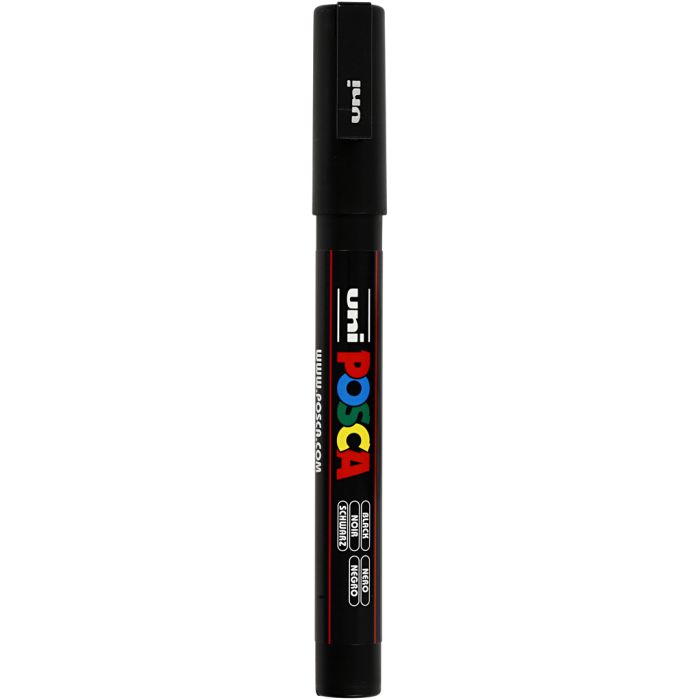 Posca Marker, no. PC-3M, line 0,9-1,3 mm, fine, black, 1 pc