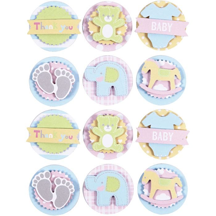 3D Baby Stickers, baby, dia. 35 mm, thickness 5 mm, 1 sheet