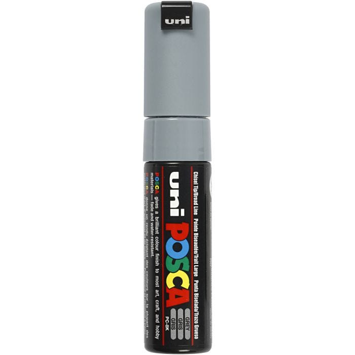 Posca Marker, no. PC-8K, line 8 mm, broad, grey, 1 pc