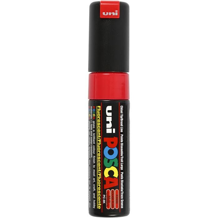 Posca Marker, no. PC-8K, line 8 mm, broad, fluo red, 1 pc