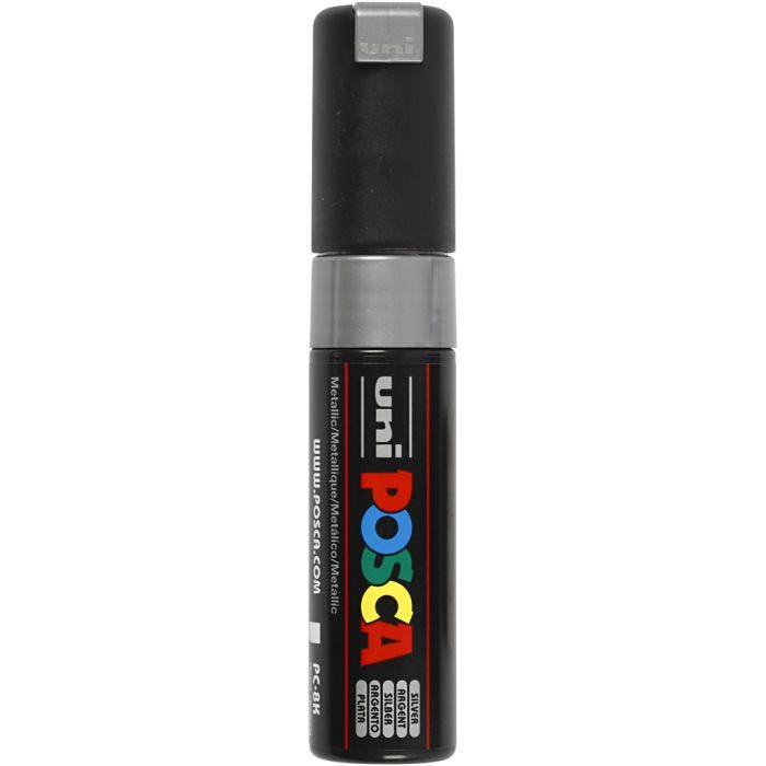Posca Marker, no. PC-8K, line 8 mm, broad, silver, 1 pc