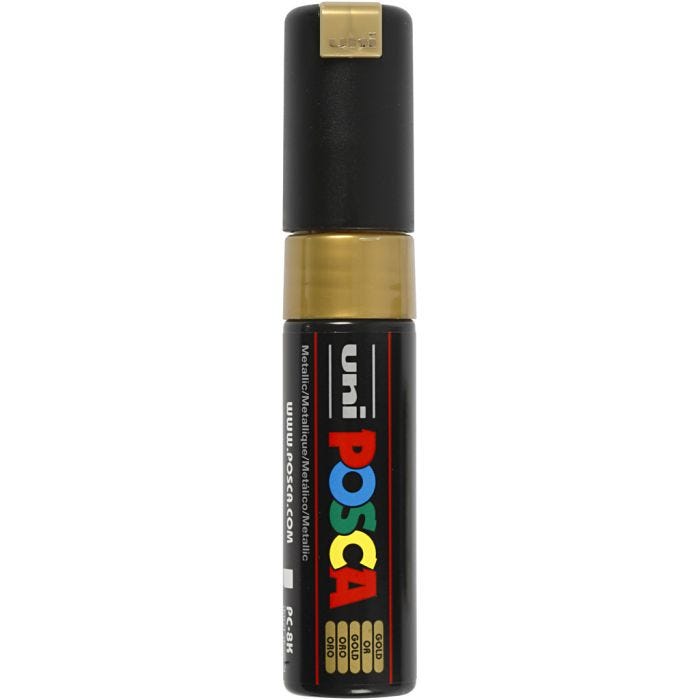 Posca Marker, no. PC-8K, line 8 mm, broad, gold, 1 pc