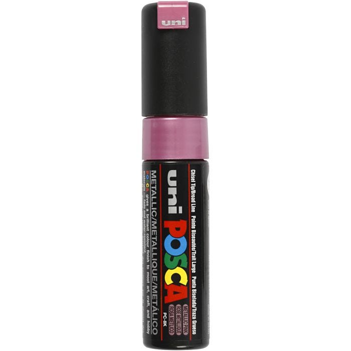 Posca Marker, no. PC-8K, line 8 mm, broad, metallic pink, 1 pc
