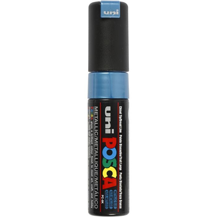 Posca Marker, no. PC-8K, line 8 mm, broad, metallic blue, 1 pc