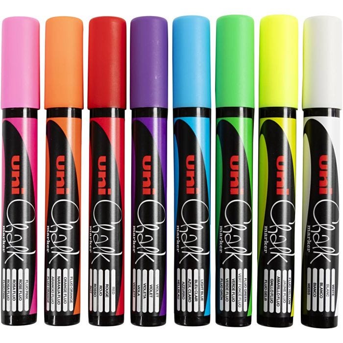 Chalk Pen, line 1,8-2,5 mm, 8 pc/ 1 pack