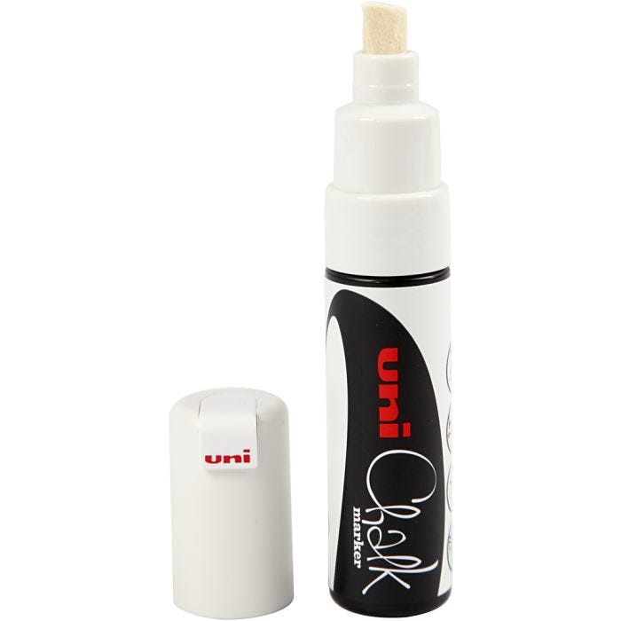 Chalk Pen, line 8 mm, white, 1 pc