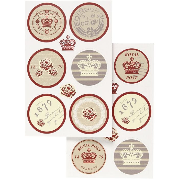 Stickers, sheet 9x14 cm, 4 ass sheets/ 1 pack