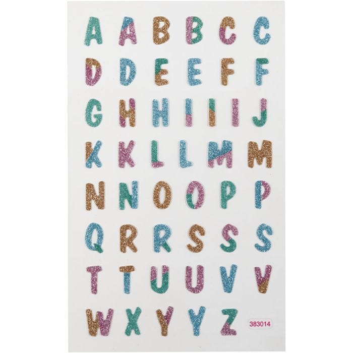 Glitter Stickers, Letters, sheet 10x16 cm, 1 sheet