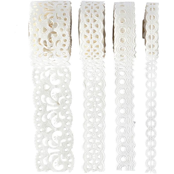 Paper Lace Borders, W: 8-23 mm, white, 4x2m/ 1 pack