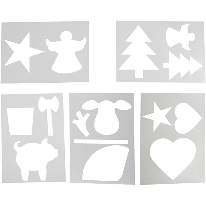 Christmas-Shaped Template, A4, 210x297 mm, white, 5 ass sheets/ 1 pack