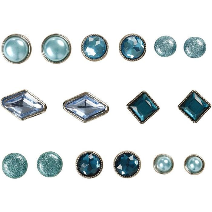 Deco Rivets, size 8-18 mm, blue, 16pc/ 1 pack