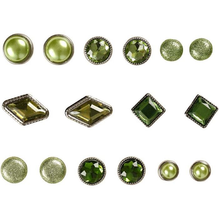 Deco Rivets, size 8-18 mm, green, 16pc/ 1 pack
