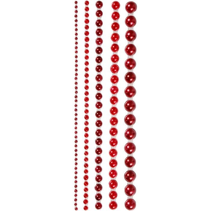 Half Pearls, size 2-8 mm, red, 140 pc/ 1 pack