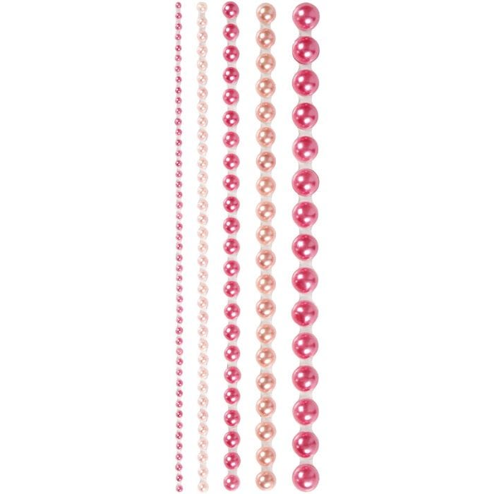 Half Pearls, size 2-8 mm, pink, 140pc/ 1 pack